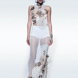 3-D Flower Midi Skirt