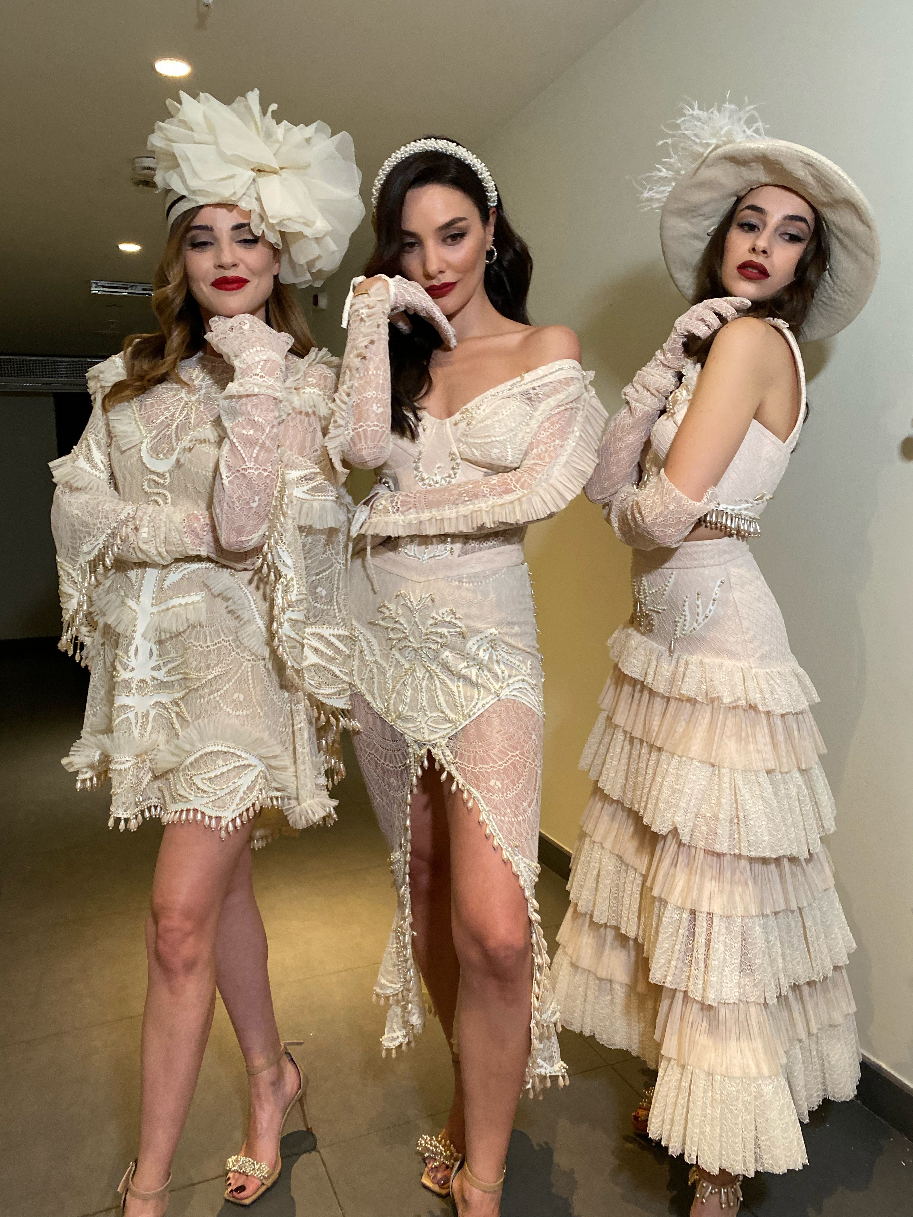 Ezgi Eyüboğlu & Hazal Filiz Küçükköse & Hira Koyuncuoğlu All in Zeynep Tosun Couture on a charity event for March 8, International Women's Day
